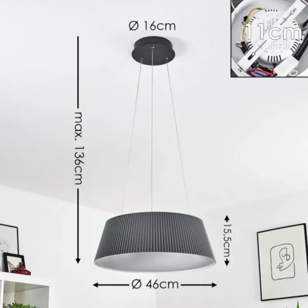 hofstein Suspension Fremont LED Gris, 1 lumière, Télécommandes* Lampes Modernes