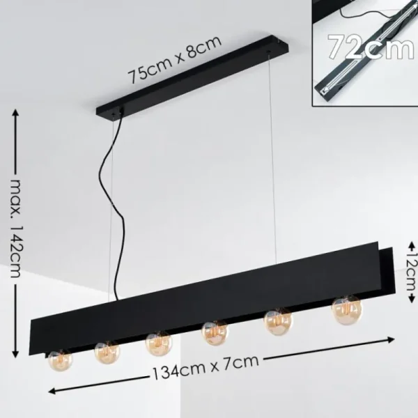 hofstein Suspension Fria Noir, 6 lumières* Lampes Modernes