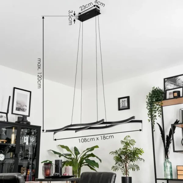 hofstein Suspension Fuliola LED Noir, 1 lumière* Lampes Modernes