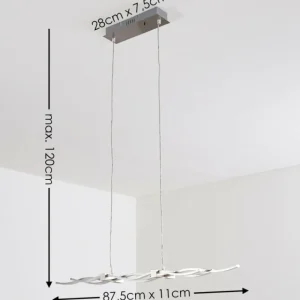 hofstein Suspension Gamsen LED Acier brossé, 3 lumières, Télécommandes, Changeur de couleurs* Lampes Modernes