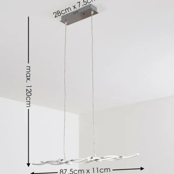 hofstein Suspension Gamsen LED Acier brossé, 3 lumières, Télécommandes, Changeur de couleurs* Lampes Modernes