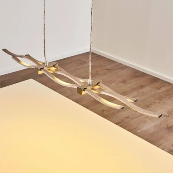 hofstein Suspension Gamsen LED Acier brossé, 3 lumières, Télécommandes, Changeur de couleurs* Lampes Modernes