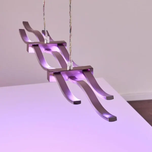 hofstein Suspension Gamsen LED Acier brossé, 3 lumières, Télécommandes, Changeur de couleurs* Lampes Modernes