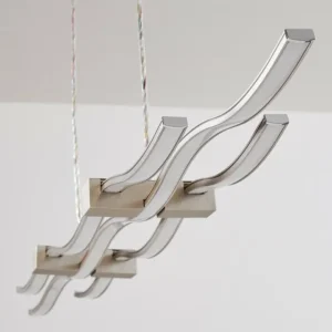 hofstein Suspension Gamsen LED Acier brossé, 3 lumières, Télécommandes, Changeur de couleurs* Lampes Modernes