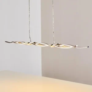 hofstein Suspension Gamsen LED Acier brossé, 3 lumières, Télécommandes, Changeur de couleurs* Lampes Modernes