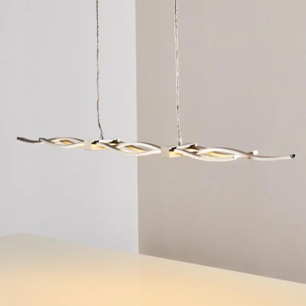 hofstein Suspension Gamsen LED Acier brossé, 3 lumières, Télécommandes, Changeur de couleurs* Lampes Modernes