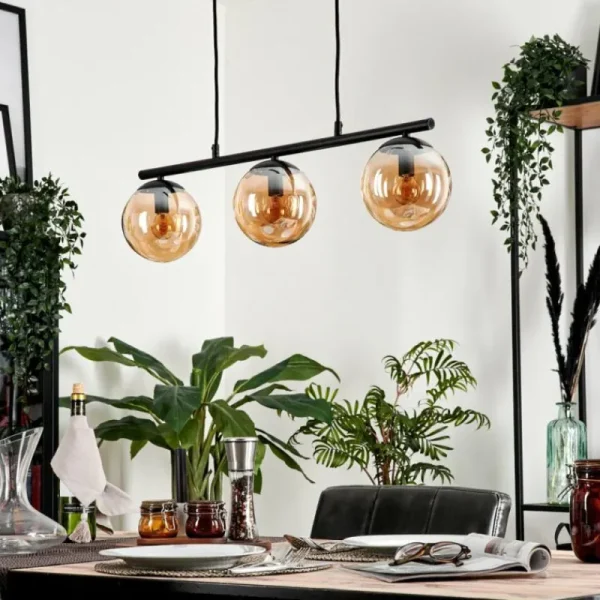 hofstein Suspension Gastor Ambre, 3 lumières* Lampes En Verre