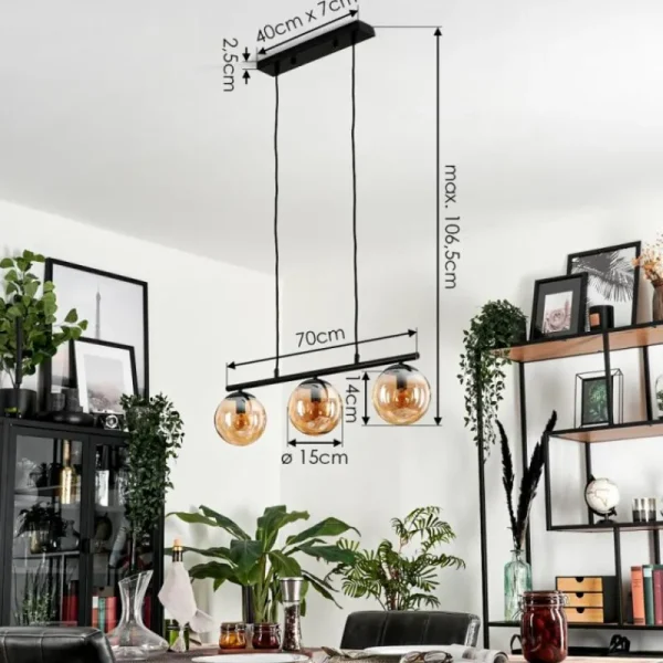 hofstein Suspension Gastor Ambre, 3 lumières* Lampes En Verre