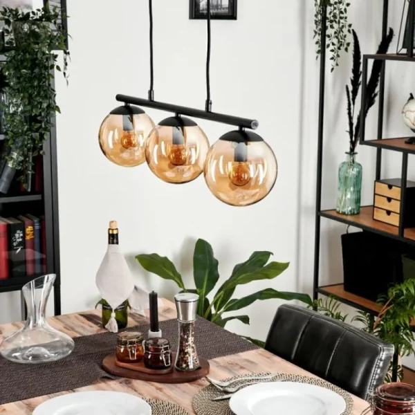 hofstein Suspension Gastor Ambre, 3 lumières* Lampes En Verre