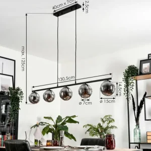 hofstein Suspension Gastor Fumé, 5 lumières* Lampes Modernes