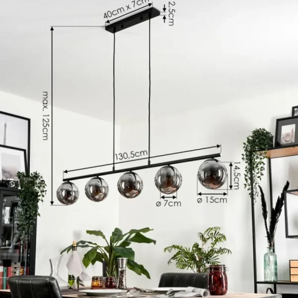 hofstein Suspension Gastor Fumé, 5 lumières* Lampes Modernes