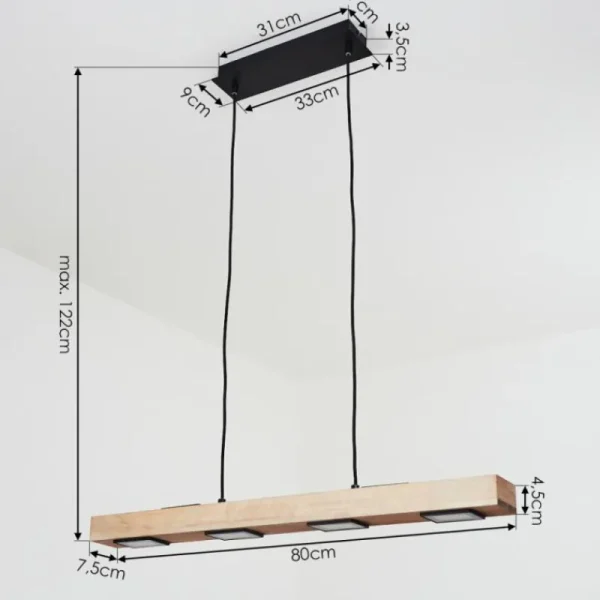 hofstein Suspension Giresta LED Noir, 6 lumières* Lampes En Verre