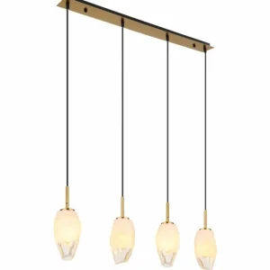 Luminaires Globo Lighting Suspension Globo BARCLEY Laiton, 4 lumières* Lampes En Verre