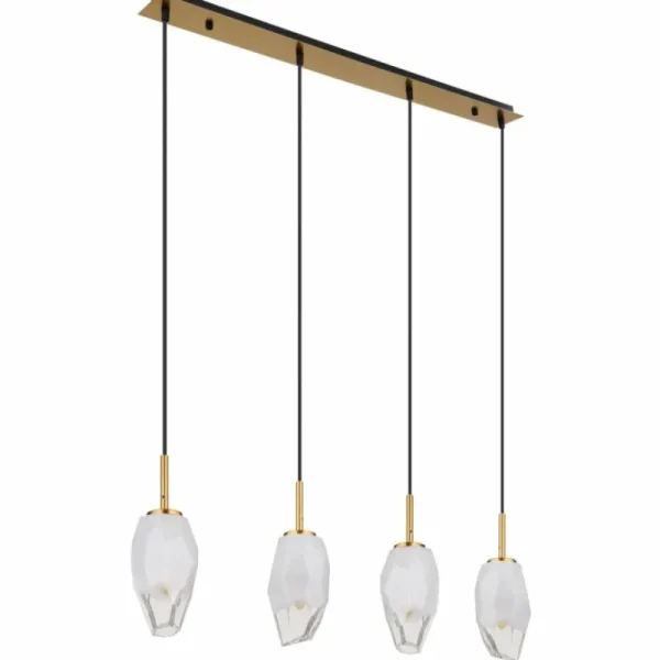 Luminaires Globo Lighting Suspension Globo BARCLEY Laiton, 4 lumières* Lampes En Verre