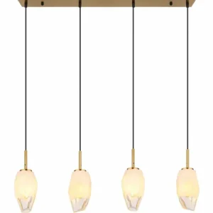 Luminaires Globo Lighting Suspension Globo BARCLEY Laiton, 4 lumières* Lampes En Verre