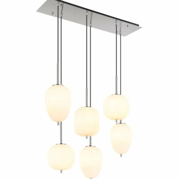 Luminaires Globo Lighting Suspension Globo BLACKY Nickel mat, 6 lumières* Lampes En Verre