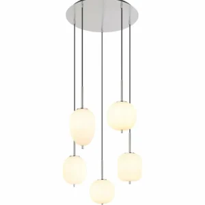 Luminaires Globo Lighting Suspension Globo BLACKY Nickel mat, 5 lumières* Lampes En Verre