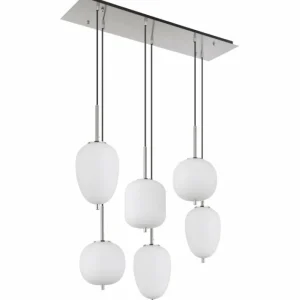 Luminaires Globo Lighting Suspension Globo BLACKY Nickel mat, 6 lumières* Lampes En Verre