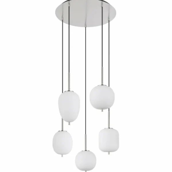 Luminaires Globo Lighting Suspension Globo BLACKY Nickel mat, 5 lumières* Lampes En Verre