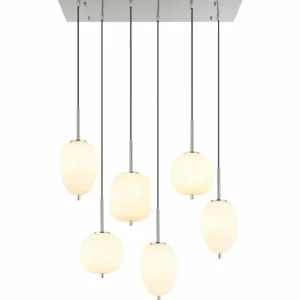 Luminaires Globo Lighting Suspension Globo BLACKY Nickel mat, 6 lumières* Lampes En Verre