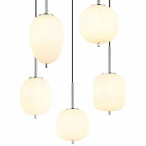 Luminaires Globo Lighting Suspension Globo BLACKY Nickel mat, 5 lumières* Lampes En Verre