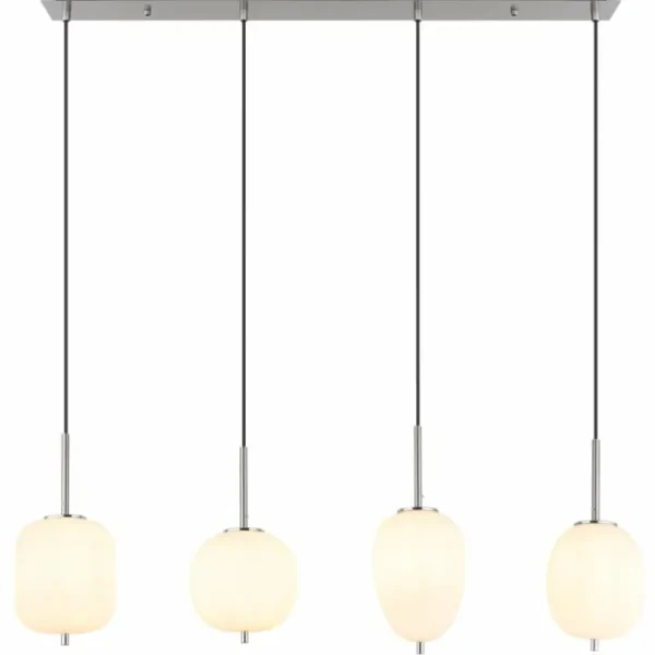 Luminaires Globo Lighting Suspension Globo BLACKY Nickel mat, 4 lumières* Lampes En Verre