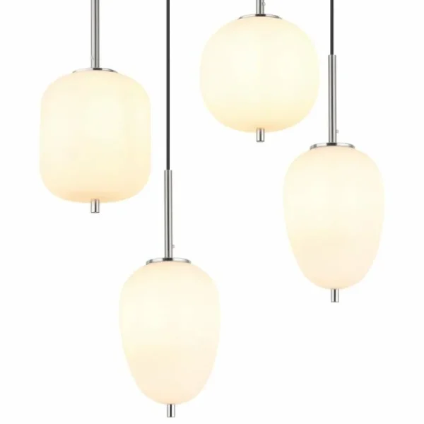 Luminaires Globo Lighting Suspension Globo BLACKY Nickel mat, 6 lumières* Lampes En Verre