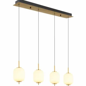 Luminaires Globo Lighting Suspension Globo EWALD LED Laiton, 4 lumières* Lampes En Verre