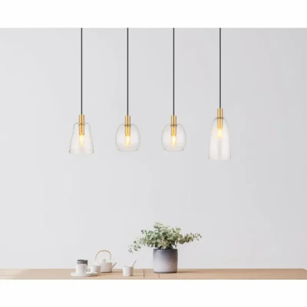 Luminaires Globo Lighting Suspension Globo GARRI Laiton, 4 lumières* Lampes En Verre