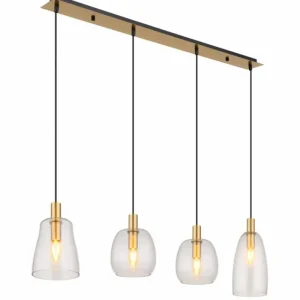 Luminaires Globo Lighting Suspension Globo GARRI Laiton, 4 lumières* Lampes En Verre