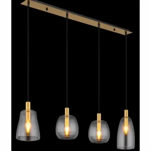 Luminaires Globo Lighting Suspension Globo GARRI Laiton, 4 lumières* Lampes En Verre