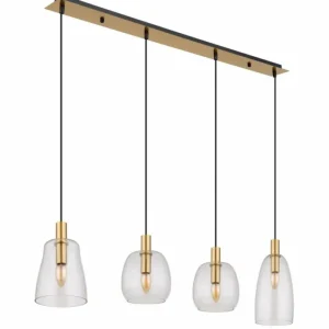 Luminaires Globo Lighting Suspension Globo GARRI Laiton, 4 lumières* Lampes En Verre