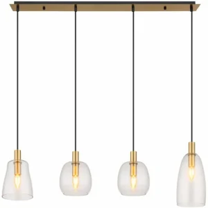 Luminaires Globo Lighting Suspension Globo GARRI Laiton, 4 lumières* Lampes En Verre