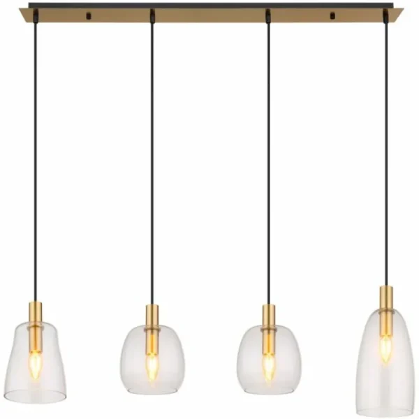 Luminaires Globo Lighting Suspension Globo GARRI Laiton, 4 lumières* Lampes En Verre