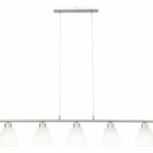 Luminaires Globo Lighting Suspension Globo ILLIMANI Nickel mat, 5 lumières* Lampes En Verre