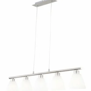 Luminaires Globo Lighting Suspension Globo ILLIMANI Nickel mat, 5 lumières* Lampes En Verre