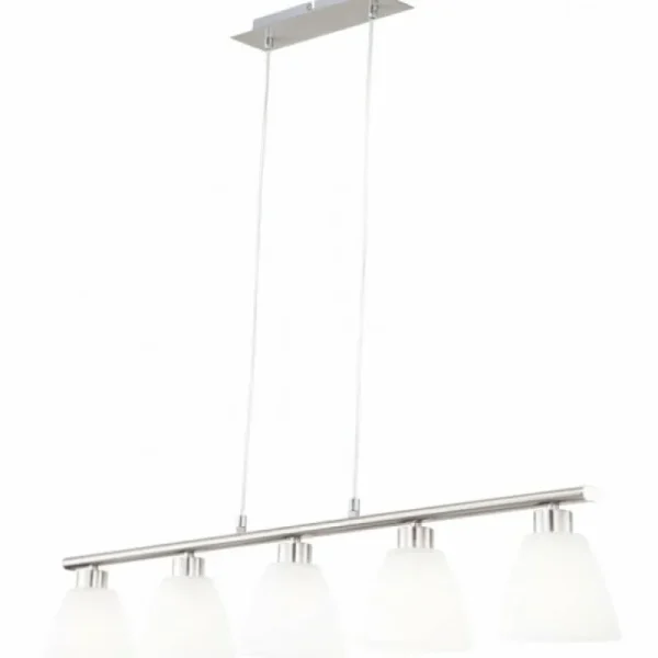 Luminaires Globo Lighting Suspension Globo ILLIMANI Nickel mat, 5 lumières* Lampes En Verre