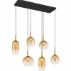 Luminaires Globo Lighting Suspension Globo LOPUSA Laiton, Noir, 6 lumières* Lampes En Verre