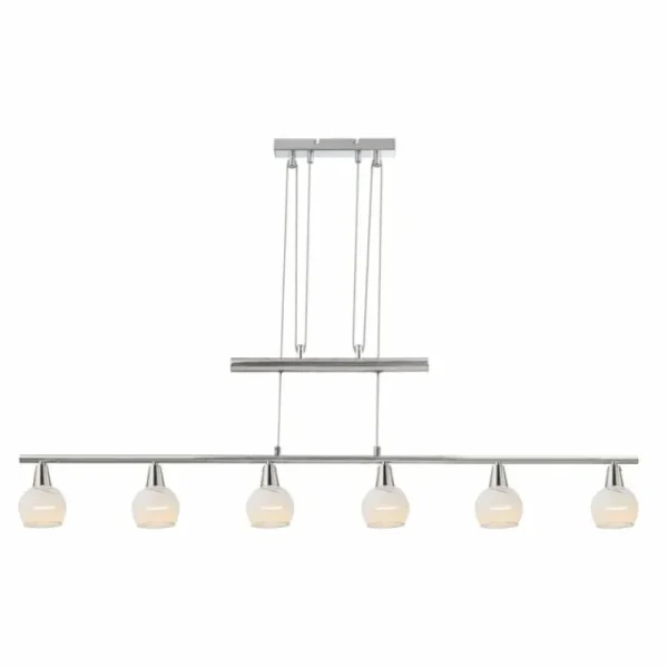 Luminaires Globo Lighting Suspension Globo OLLI LED Nickel mat, 6 lumières* Lampes En Verre