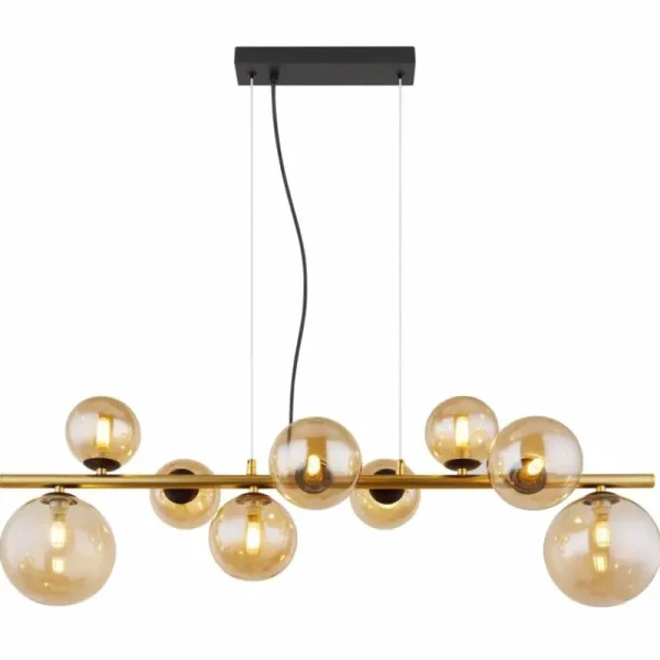 Luminaires Globo Lighting Suspension Globo RIHA LED Laiton, Noir, 9 lumières* Lampes En Verre