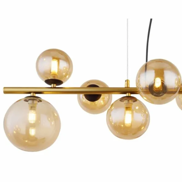 Luminaires Globo Lighting Suspension Globo RIHA LED Laiton, Noir, 9 lumières* Lampes En Verre