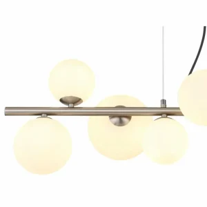 Luminaires Globo Lighting Suspension Globo RIHA LED Nickel mat, 9 lumières* Lampes En Verre