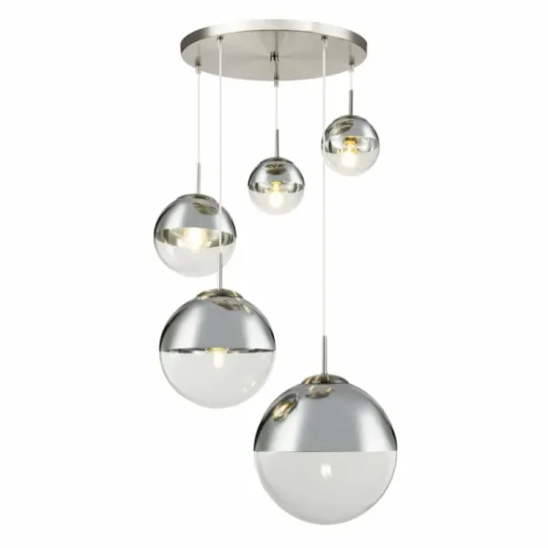 Luminaires Globo Lighting Suspension Globo VARUS Nickel mat, 5 lumières* Lampes En Verre