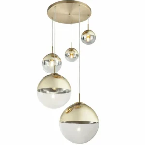 Luminaires Globo Lighting Suspension Globo VARUS Or, 5 lumières* Lampes En Verre