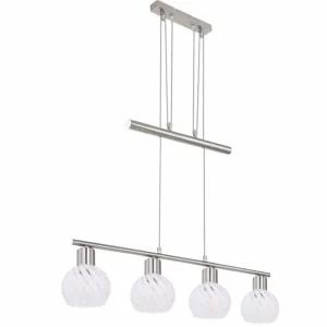 Luminaires Globo Lighting Suspension Globo WILLY Nickel mat, 4 lumières* Lampes En Verre