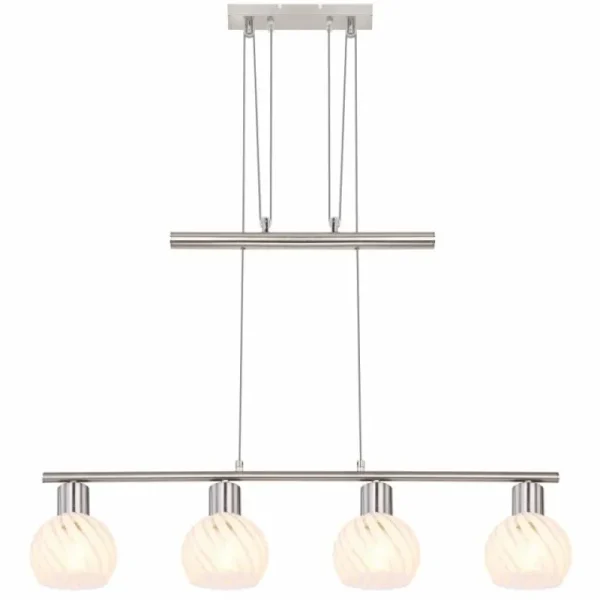 Luminaires Globo Lighting Suspension Globo WILLY Nickel mat, 4 lumières* Lampes En Verre