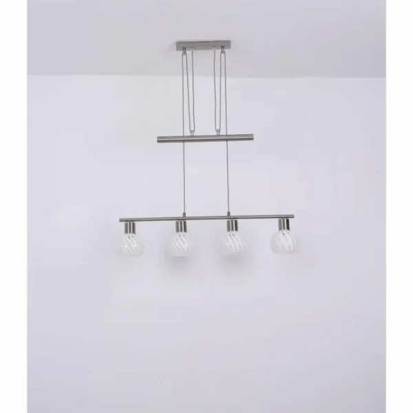 Luminaires Globo Lighting Suspension Globo WILLY Nickel mat, 4 lumières* Lampes En Verre