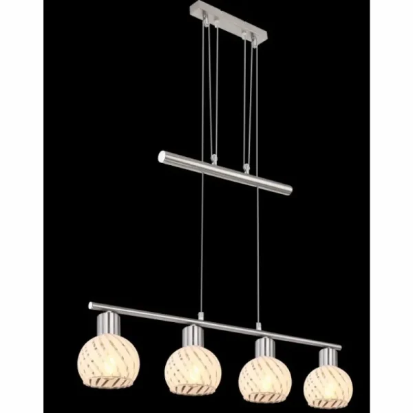 Luminaires Globo Lighting Suspension Globo WILLY Nickel mat, 4 lumières* Lampes En Verre