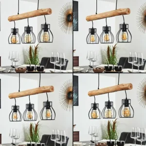 hofstein Suspension Gondo Brun, Noir, 3 lumières* Lampes Modernes