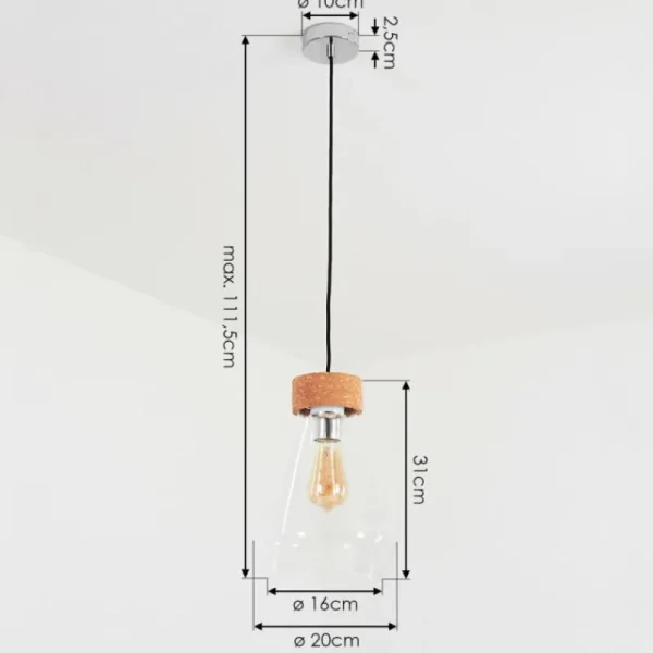 hofstein Suspension Gunnarn Chrome, 1 lumière* Lampes En Verre